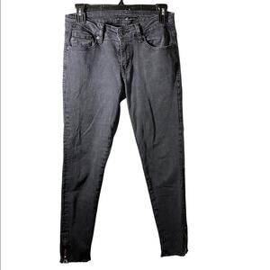 Kancan‎ Black Frayed Skinny Jeans with Zipper Detail at Ankle Size 26 Cut 6407